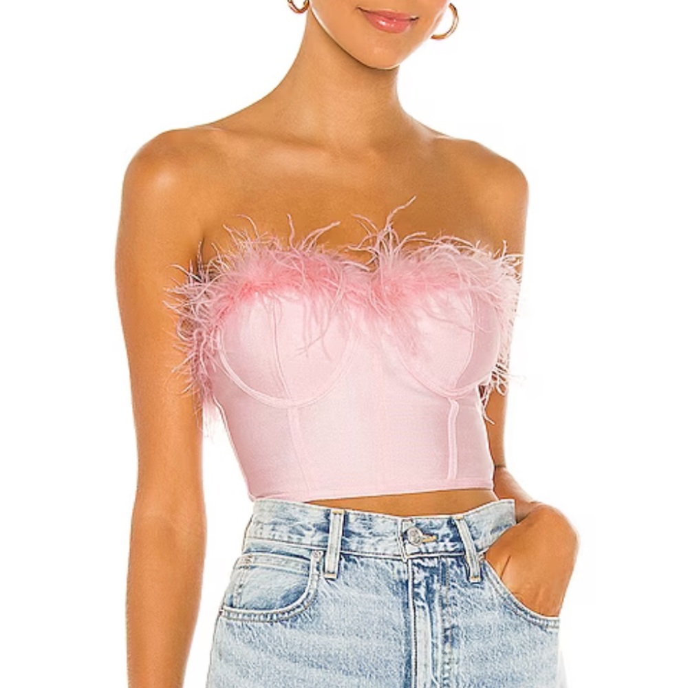 Superdown stretchy feather corset pink size M